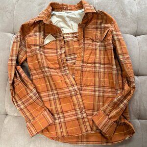 REI Cooperative Men’s Shirt Plaid Orange Pockets Size M 100% Cotton